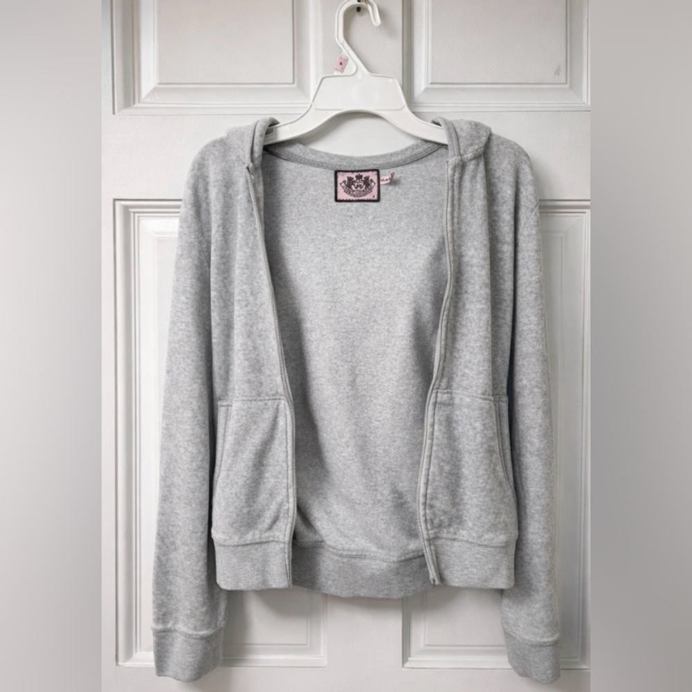 Juicy Couture Light Gray Hoodie with Embellished Crown- size small - Picture 3 of 6